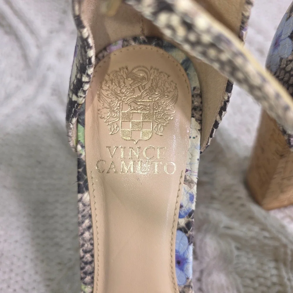 Vince Camuto Floral Snakeskin Platform Sandals‎ Multicolor Women 8.5 Excellent